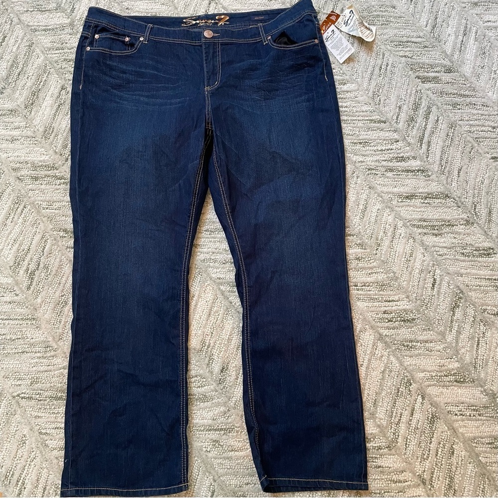 NWT Seven 7 Skinny Boot Dark Wash 5 Pocket Zip Button Casual Denim Jeans